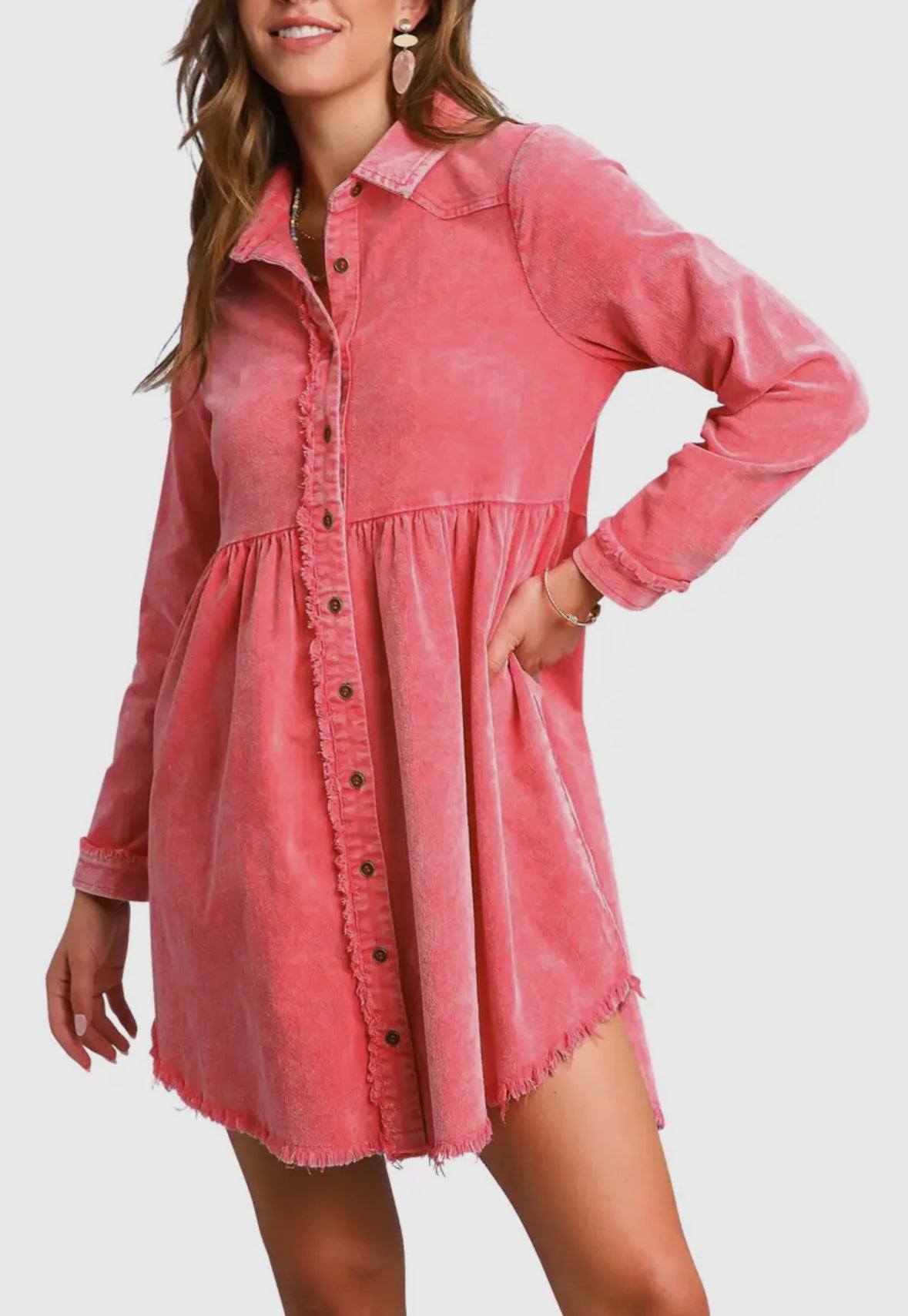 Coral Button Down Dress