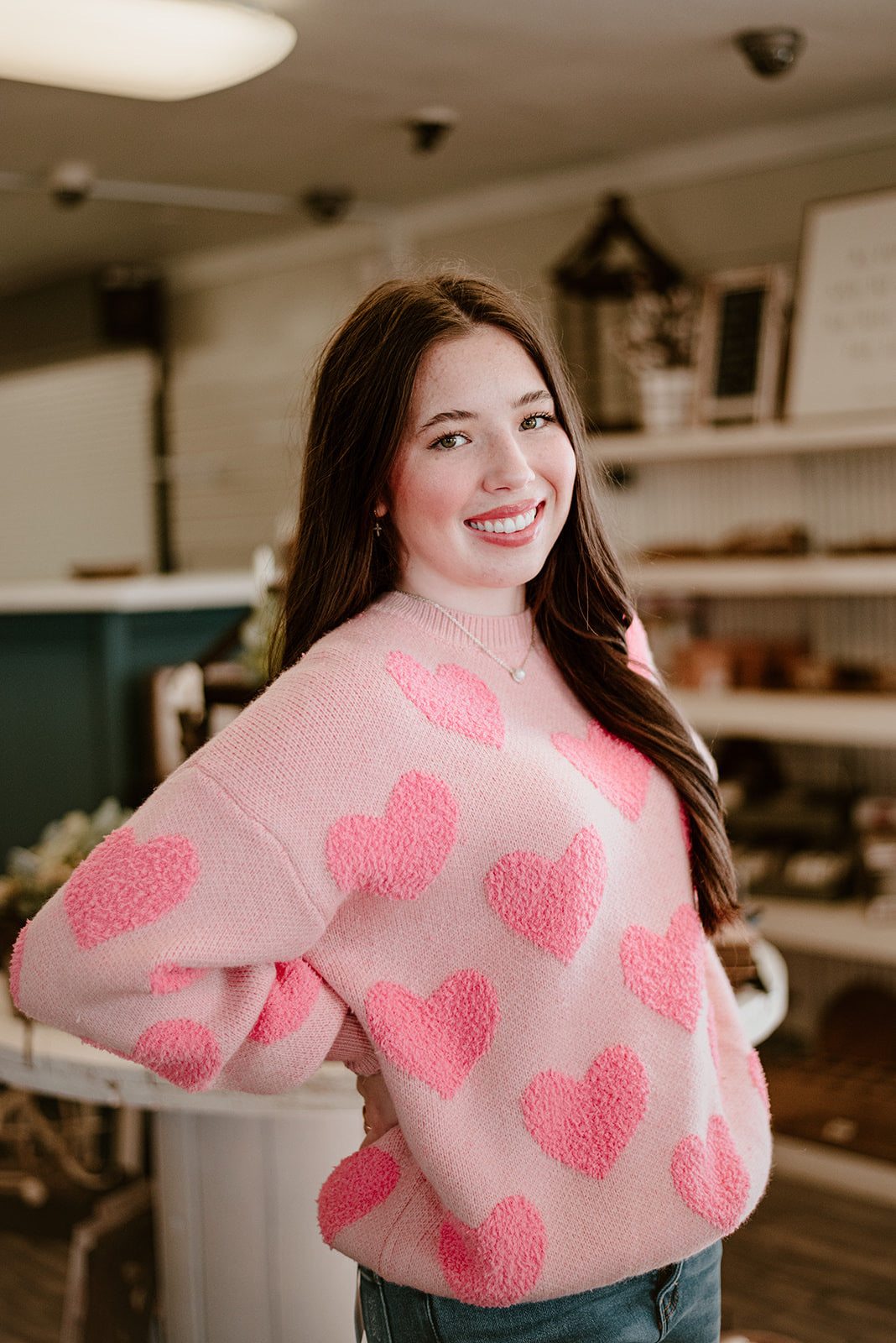 Pink Hearts Sweater
