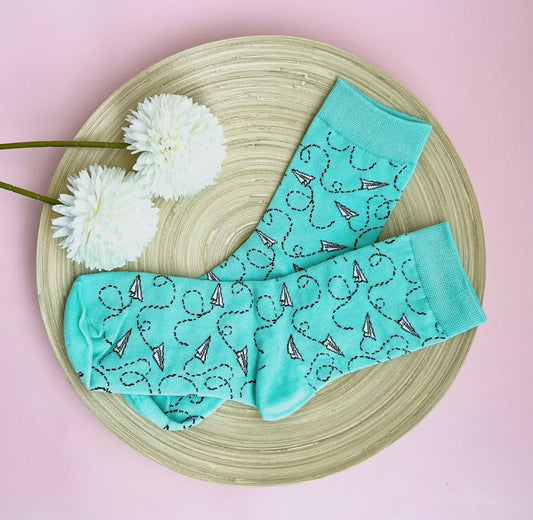Paper Airplanes Teacher Socks