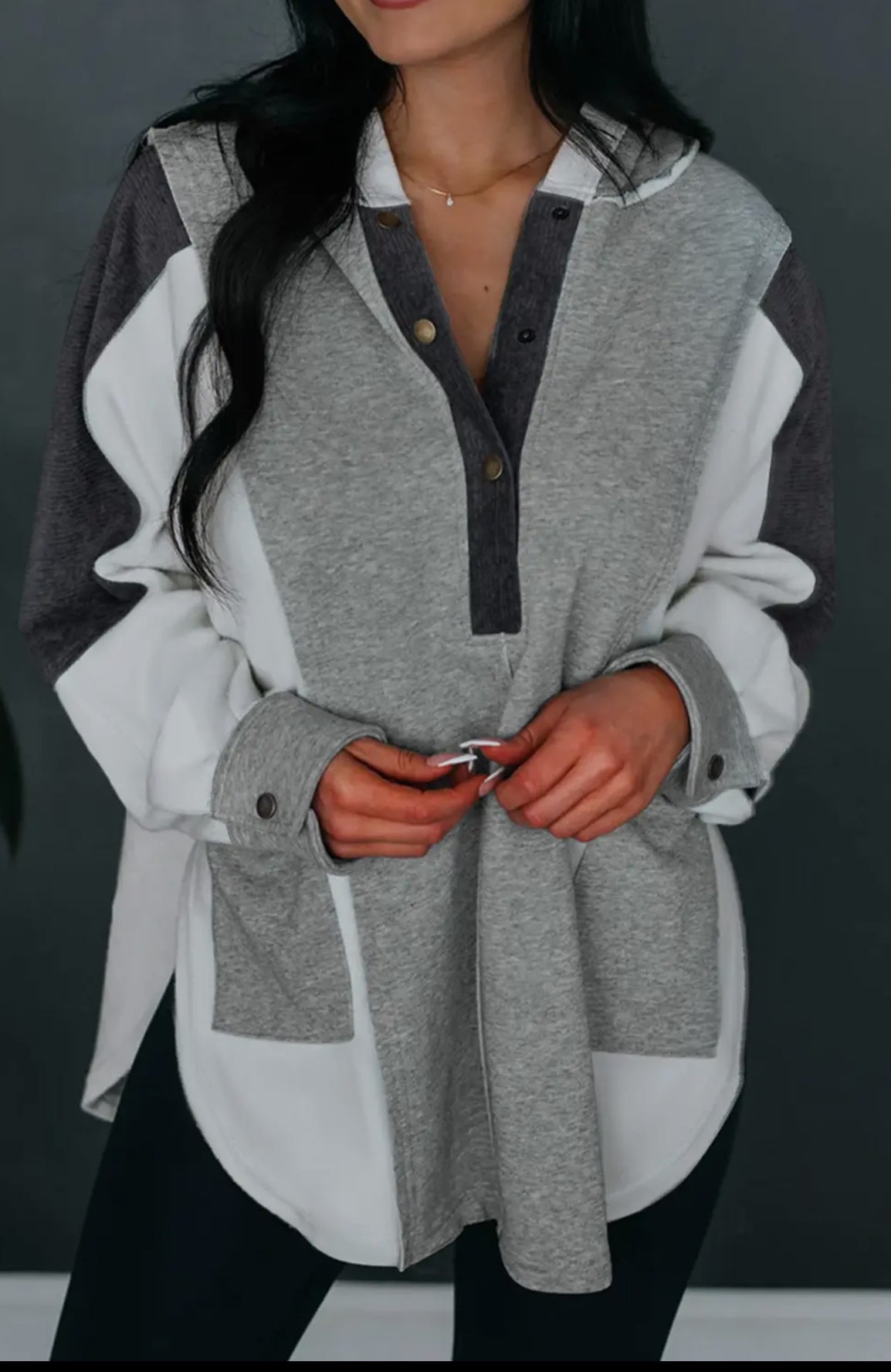Grey Block Oversized Hoodie