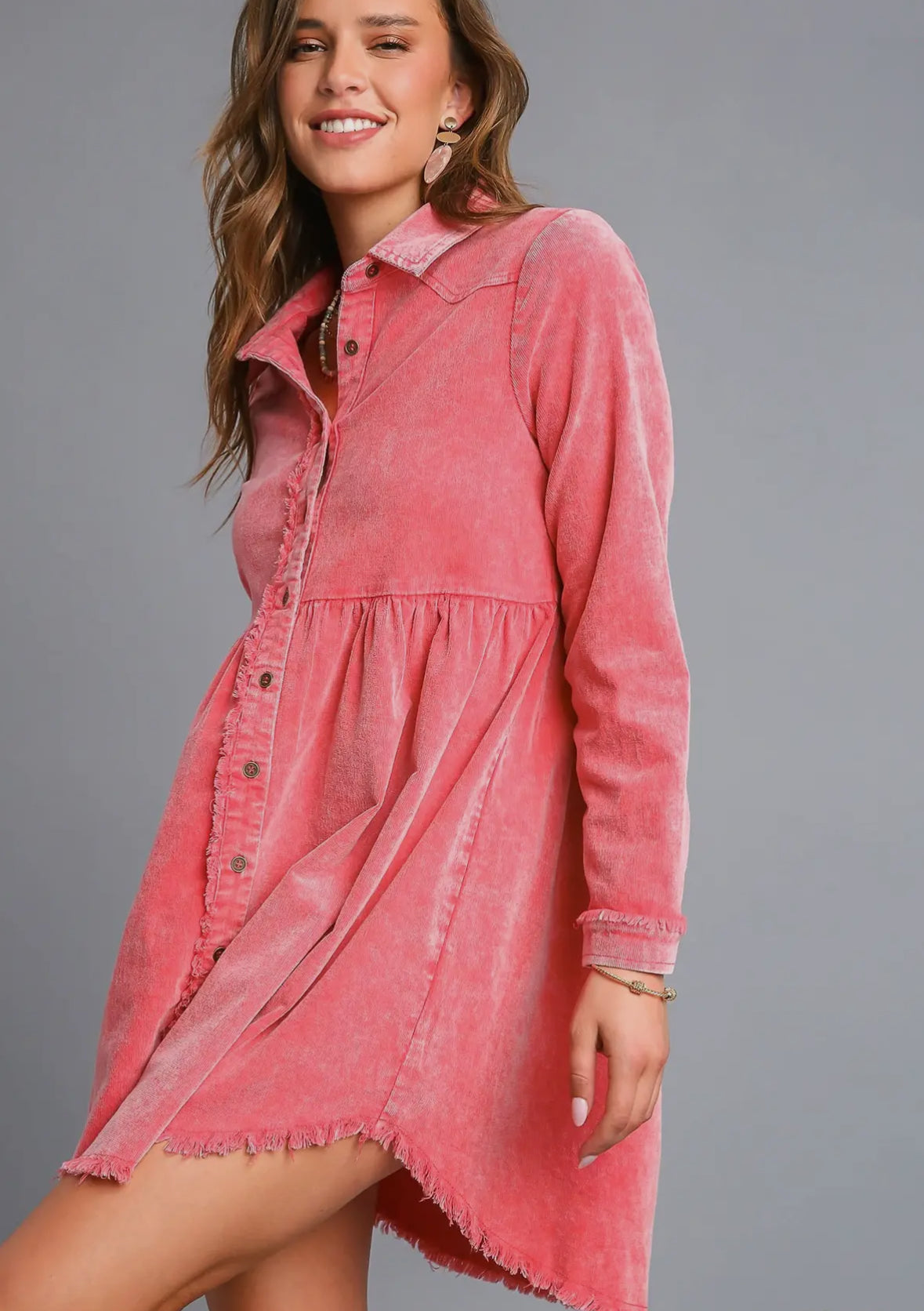 Coral Button Down Dress