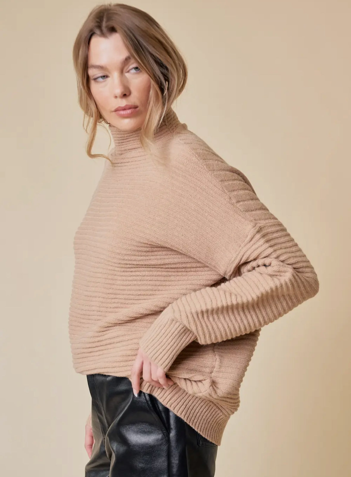 Camel Turtleneck Sweater