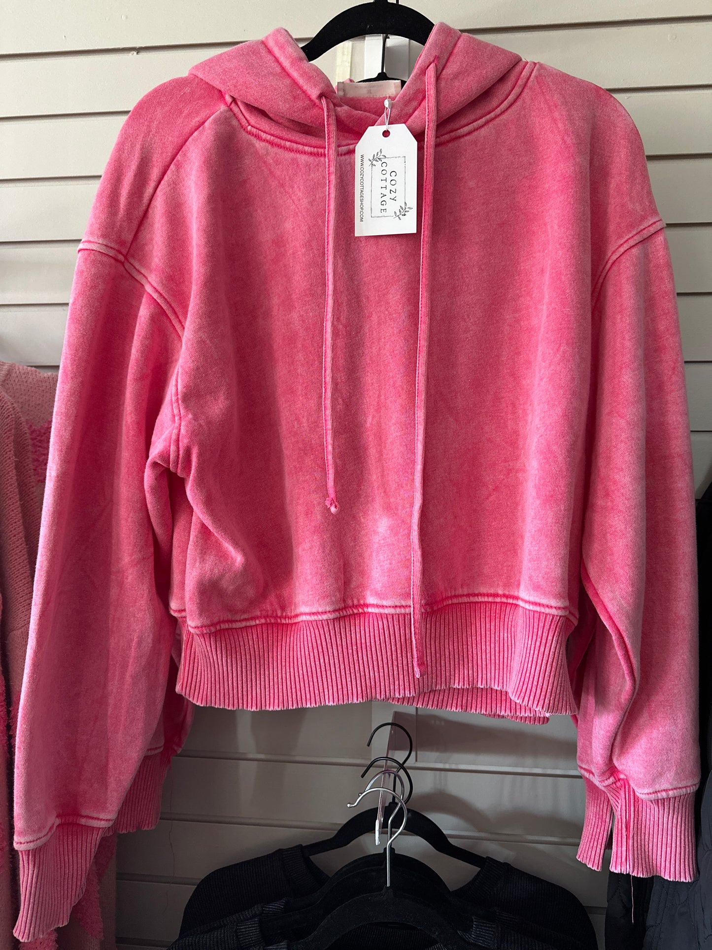 Pink Cropped Hoodie