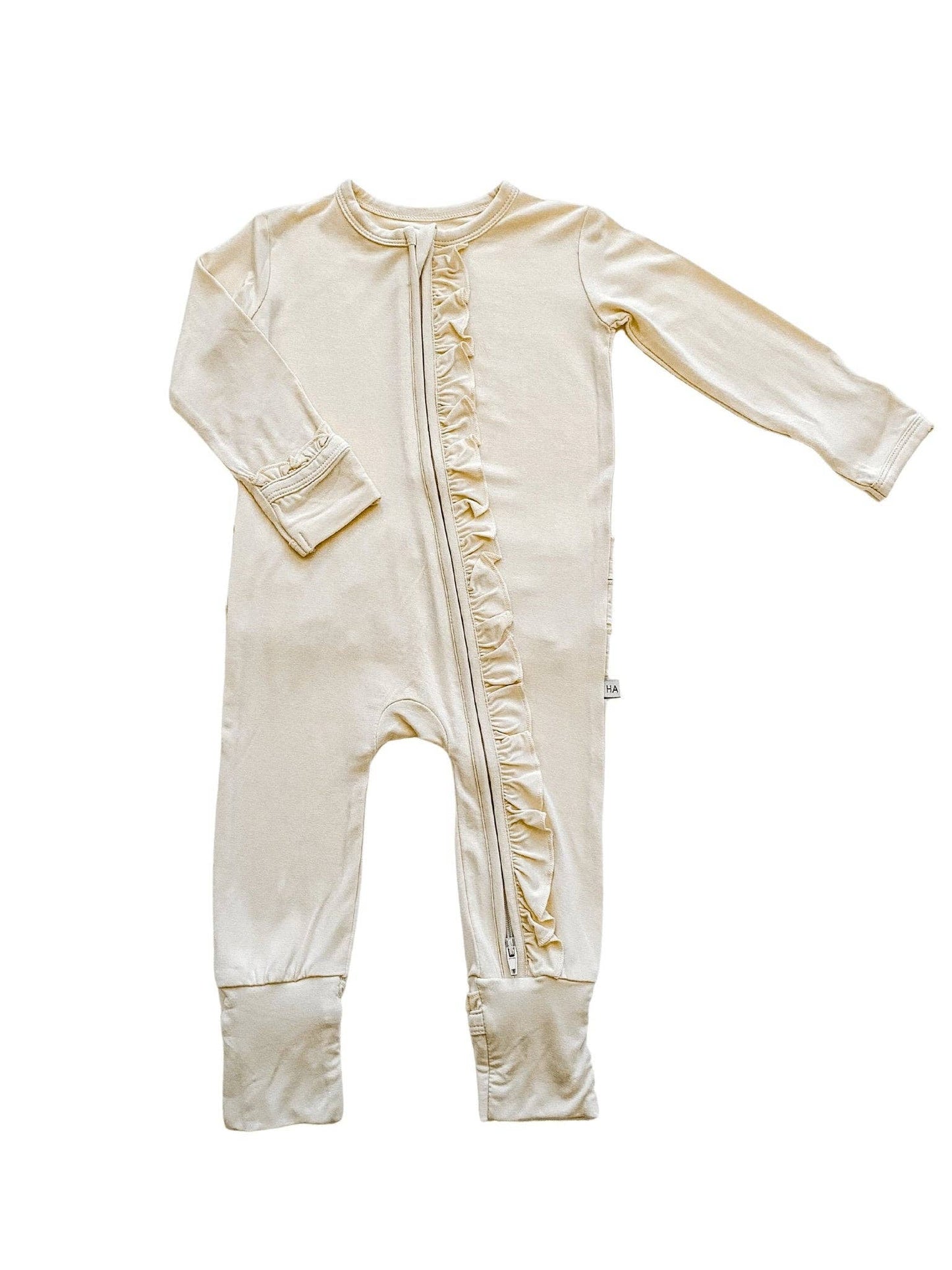 Cream Bamboo Ruffle Zipper
