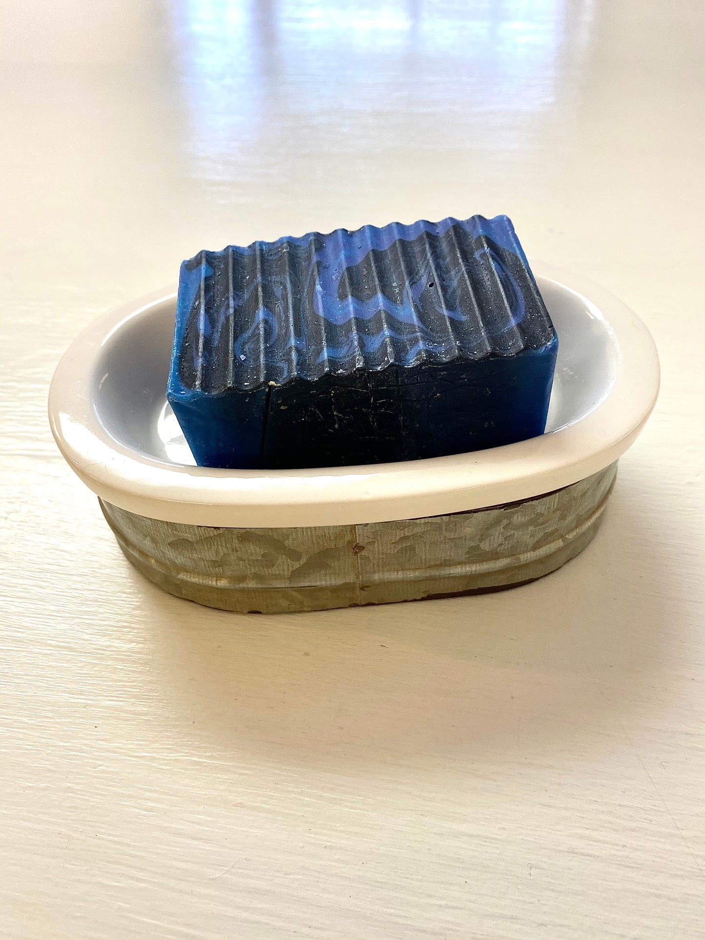 Tin & Porcelain Soap Dish