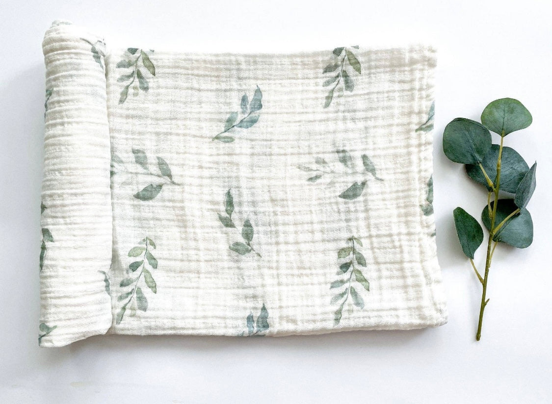 Green Leaves Swaddle Blanket