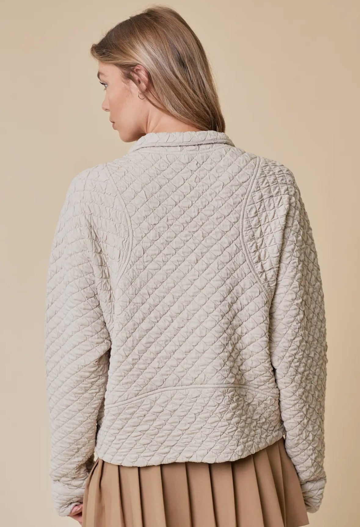 Stone Quilted 1/2 Zip Pullover