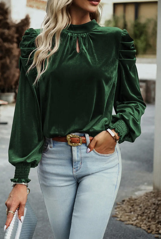 Green Velvet Blouse