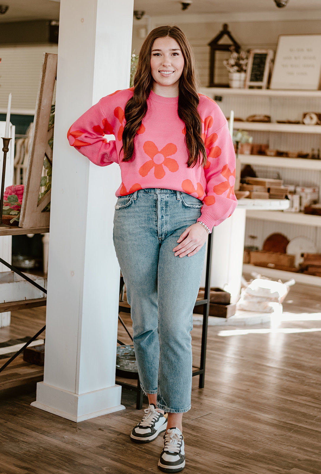 Pink Flower Sweater