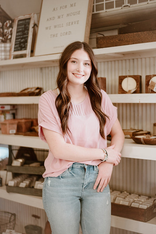 Pleated Pink Top