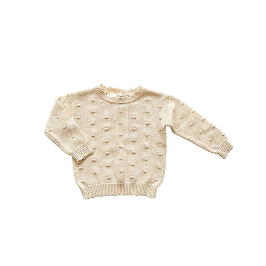 Organic Knit Sweater - Cream Pom: 6-12 Months