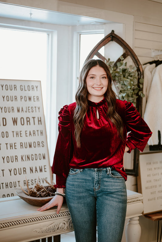 Red Velvet Blouse