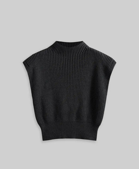 Black Knit Sleeveless Sweater