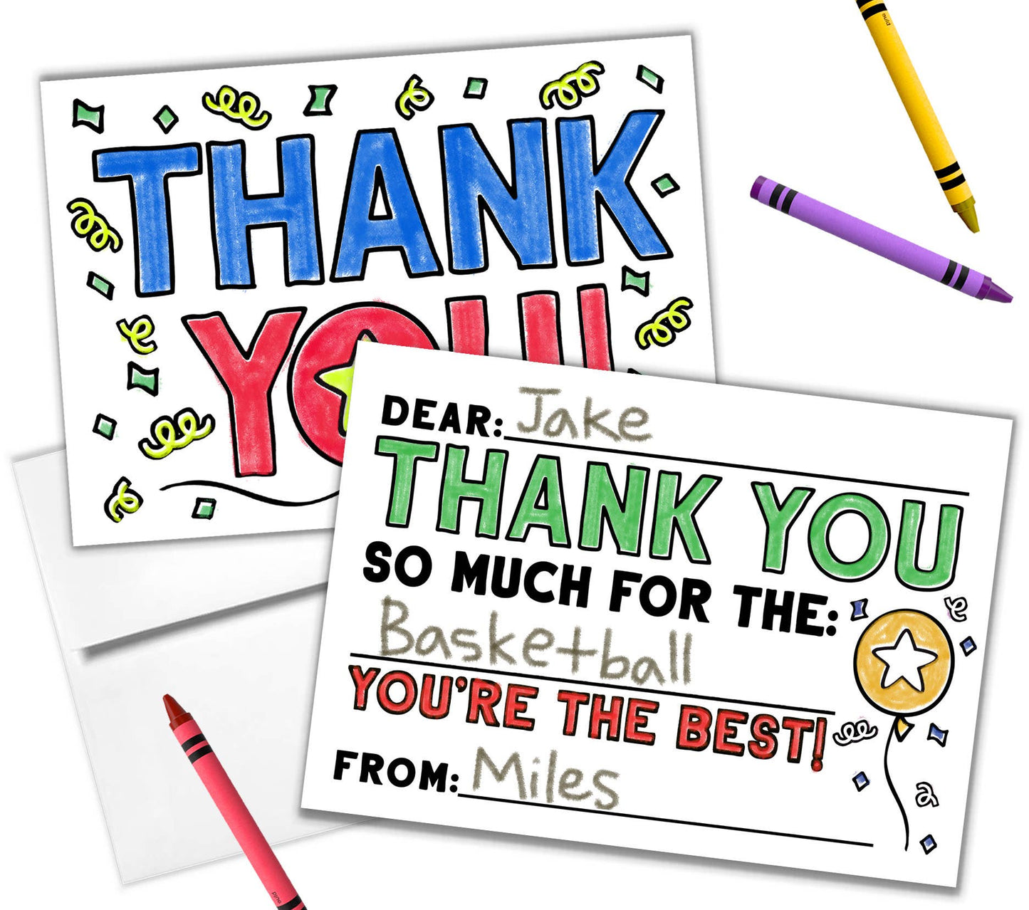 Kid's Coloring Thank You Cards