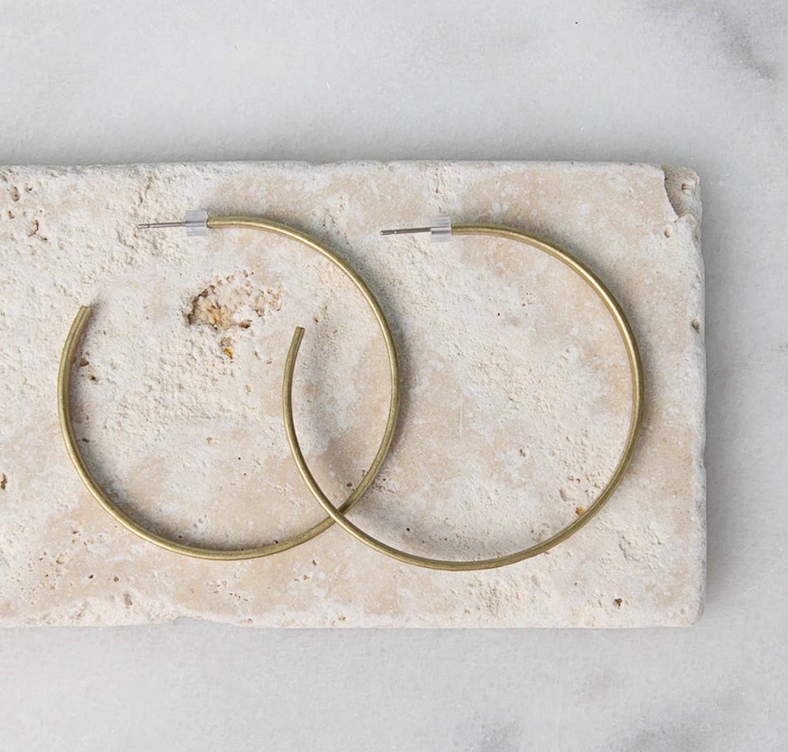 Hammered Brass Hoops