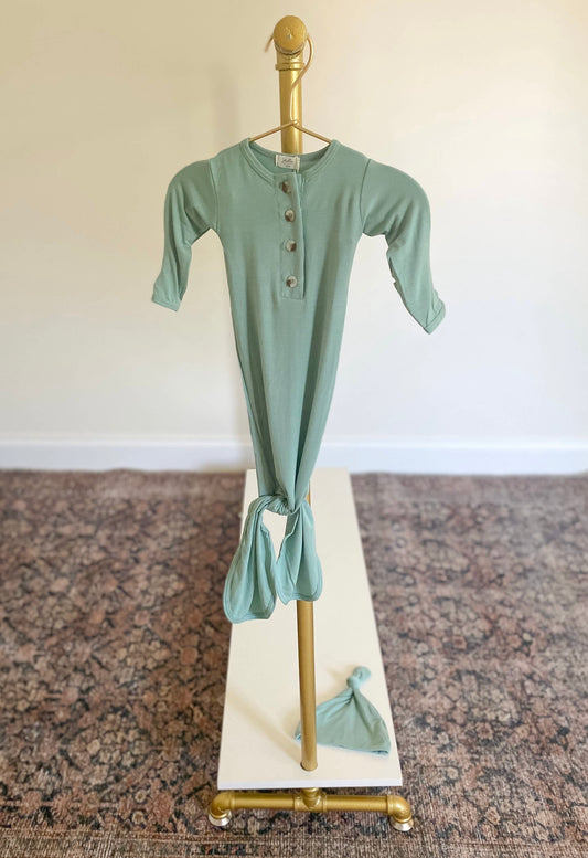 Mint Green Knotted Gown + Hat