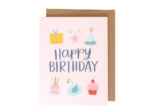Pink Happy Birthday Card