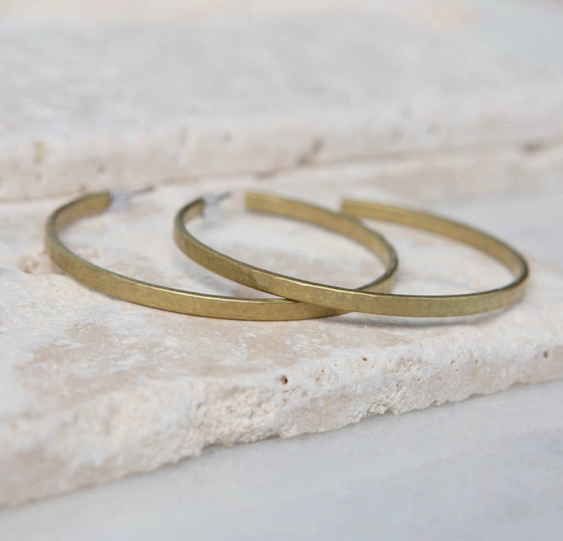 Hammered Brass Hoops