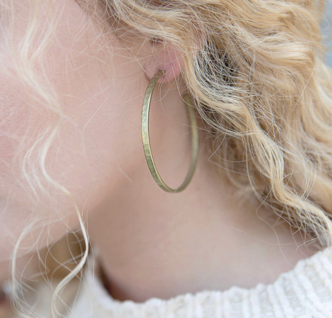 Hammered Brass Hoops